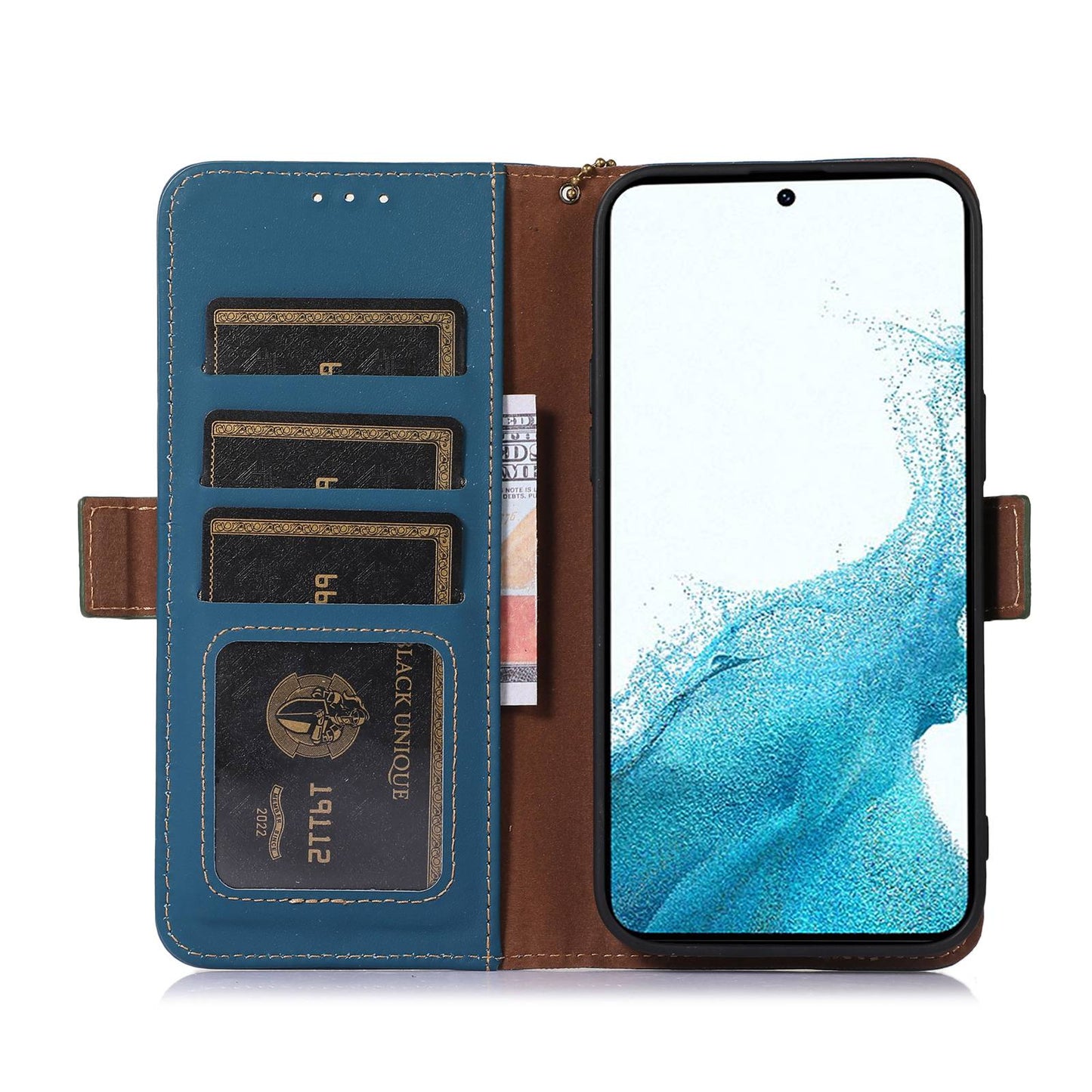 For Samsung Galaxy A05 4G Case RFID Blocking Genuine Cow Leather Flip Phone Cover