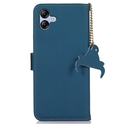 For Samsung Galaxy A05 4G Case RFID Blocking Genuine Cow Leather Flip Phone Cover