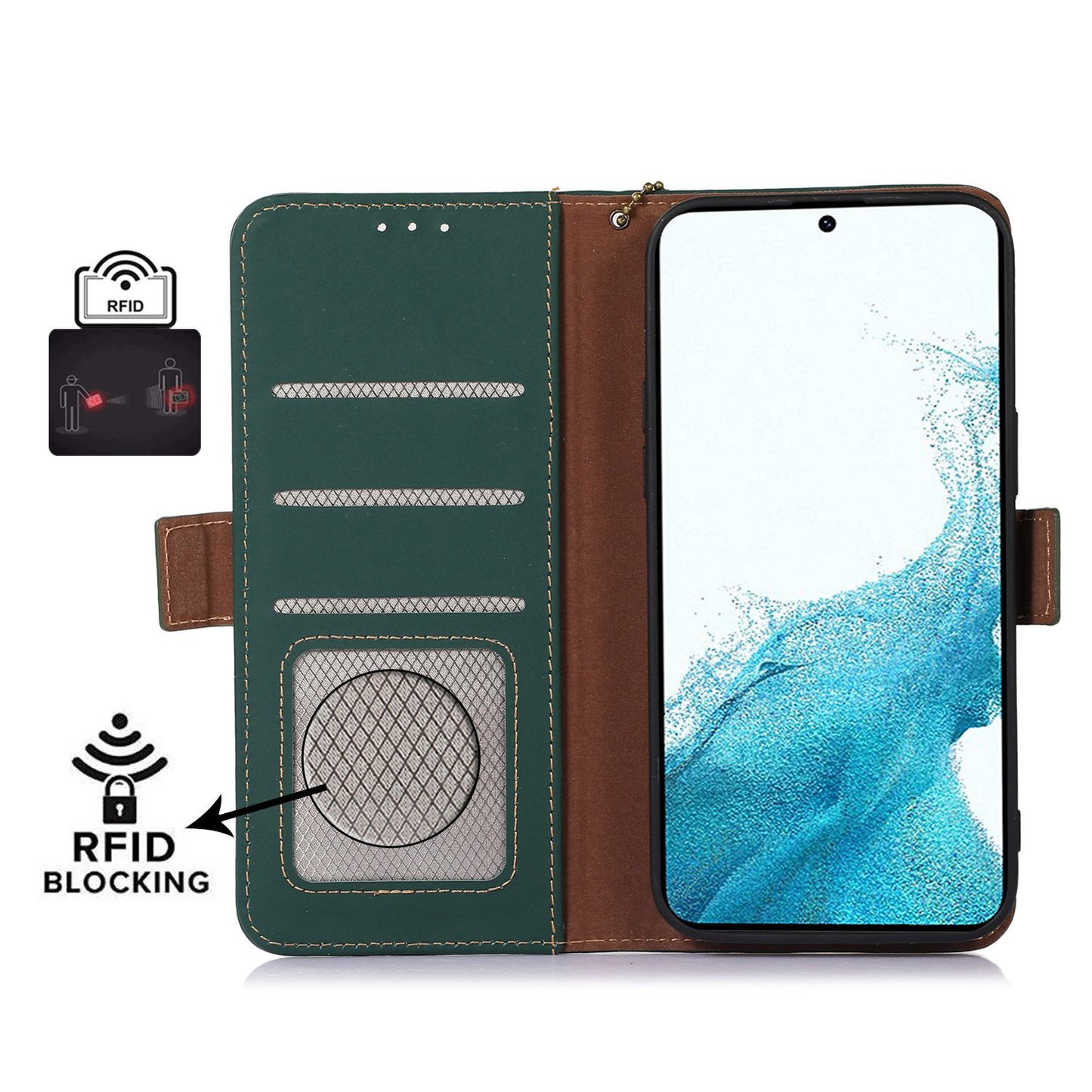 For Samsung Galaxy A05 4G Case RFID Blocking Genuine Cow Leather Flip Phone Cover