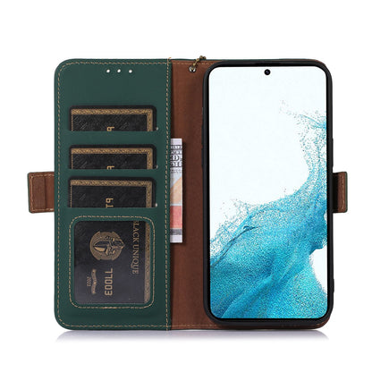 For Samsung Galaxy A05 4G Case RFID Blocking Genuine Cow Leather Flip Phone Cover