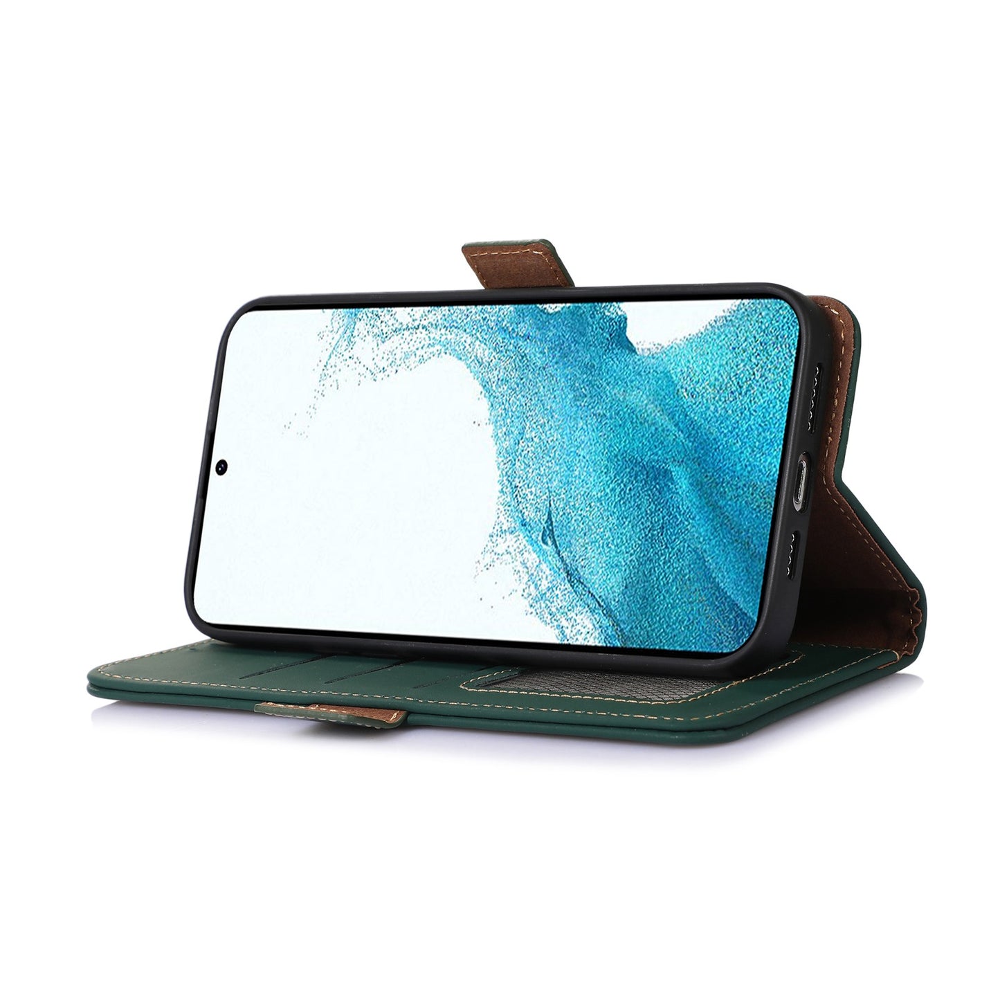 For Samsung Galaxy A05 4G Case RFID Blocking Genuine Cow Leather Flip Phone Cover