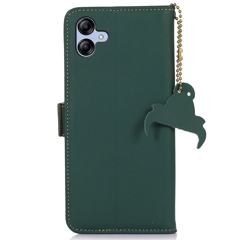 For Samsung Galaxy A05 4G Case RFID Blocking Genuine Cow Leather Flip Phone Cover