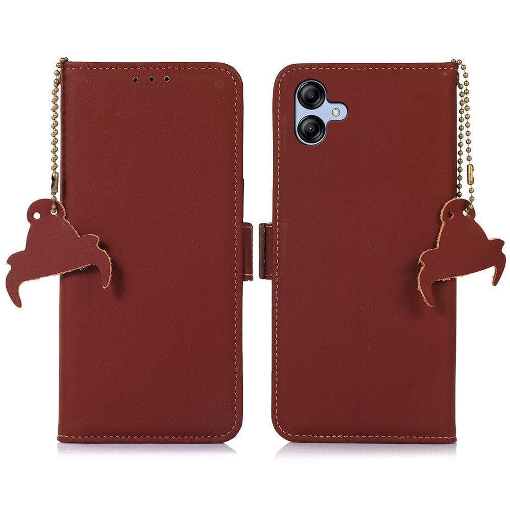 For Samsung Galaxy A05 4G Case RFID Blocking Genuine Cow Leather Flip Phone Cover