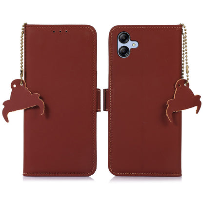 For Samsung Galaxy A05 4G Case RFID Blocking Genuine Cow Leather Flip Phone Cover