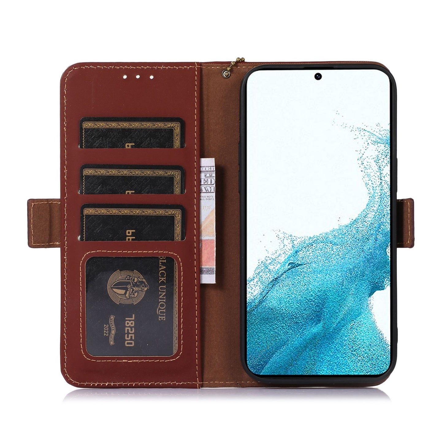 For Samsung Galaxy A05 4G Case RFID Blocking Genuine Cow Leather Flip Phone Cover