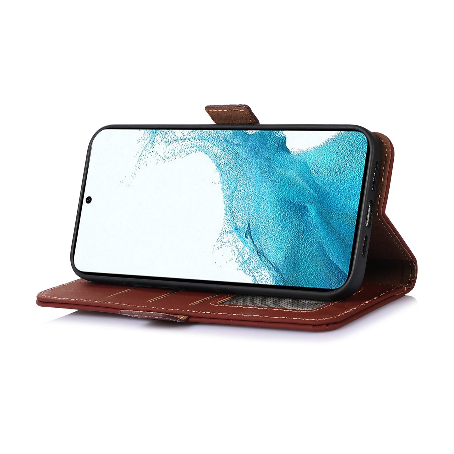 For Samsung Galaxy A05 4G Case RFID Blocking Genuine Cow Leather Flip Phone Cover