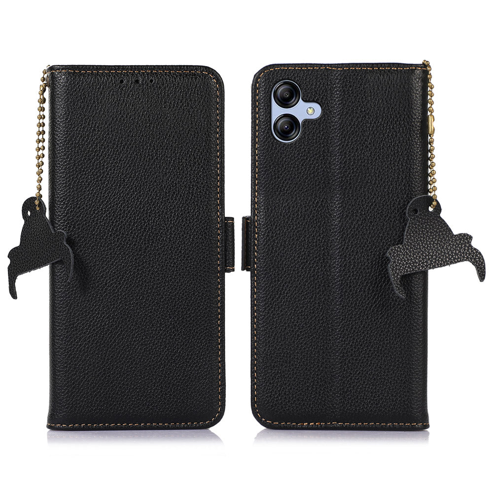 For Samsung Galaxy A05 4G Case Wallet RFID Blocking Genuine Cow Leather Phone Cover