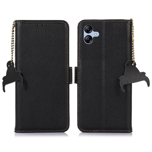For Samsung Galaxy A05 4G Case Wallet RFID Blocking Genuine Cow Leather Phone Cover