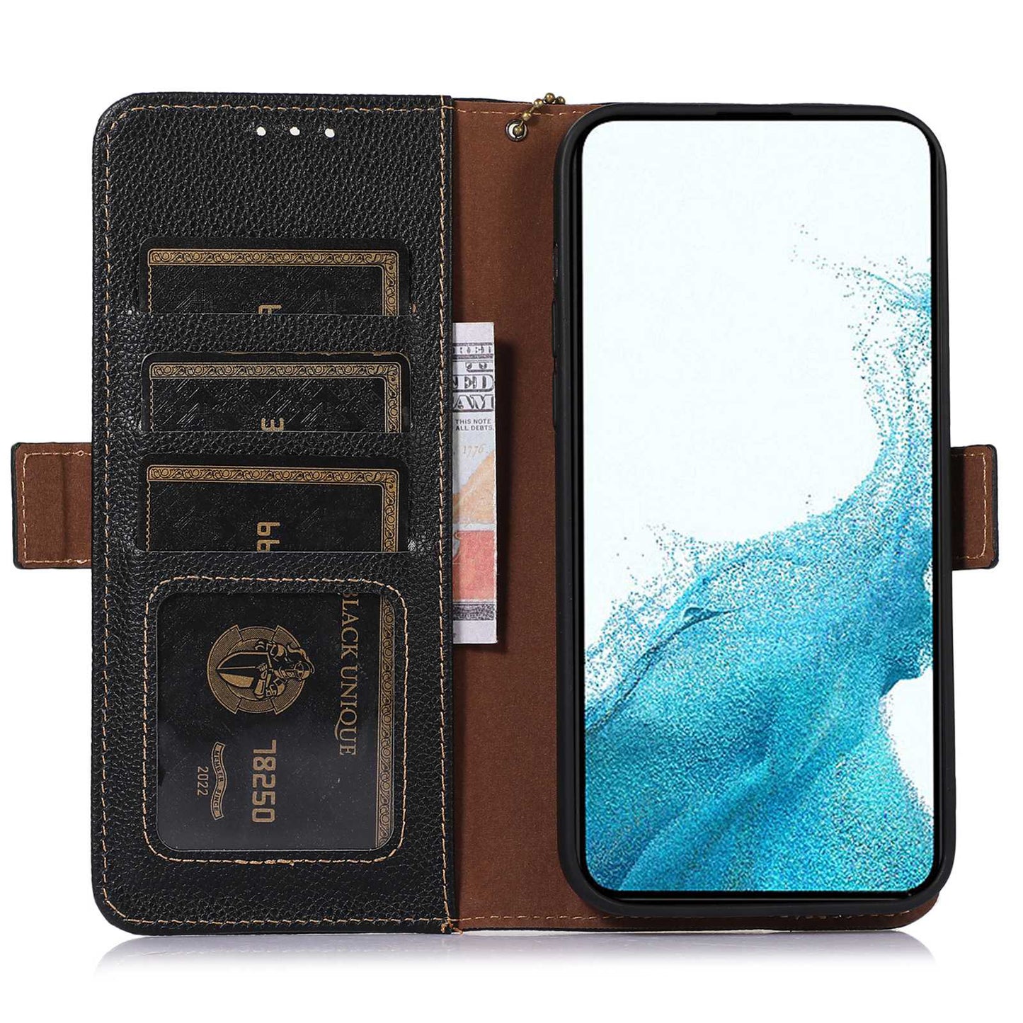 For Samsung Galaxy A05 4G Case Wallet RFID Blocking Genuine Cow Leather Phone Cover