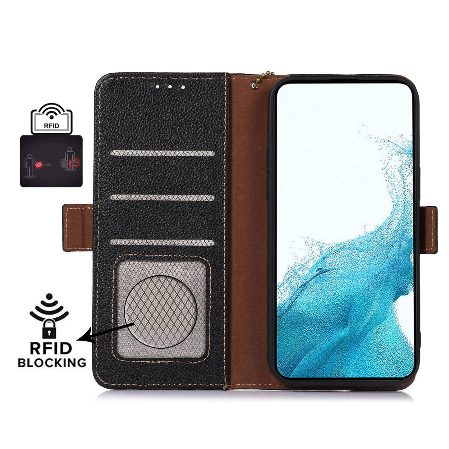 For Samsung Galaxy A05 4G Case Wallet RFID Blocking Genuine Cow Leather Phone Cover