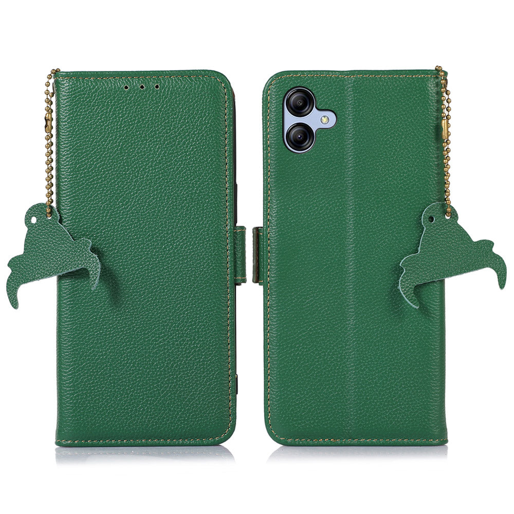 For Samsung Galaxy A05 4G Case Wallet RFID Blocking Genuine Cow Leather Phone Cover