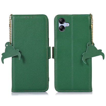 For Samsung Galaxy A05 4G Case Wallet RFID Blocking Genuine Cow Leather Phone Cover