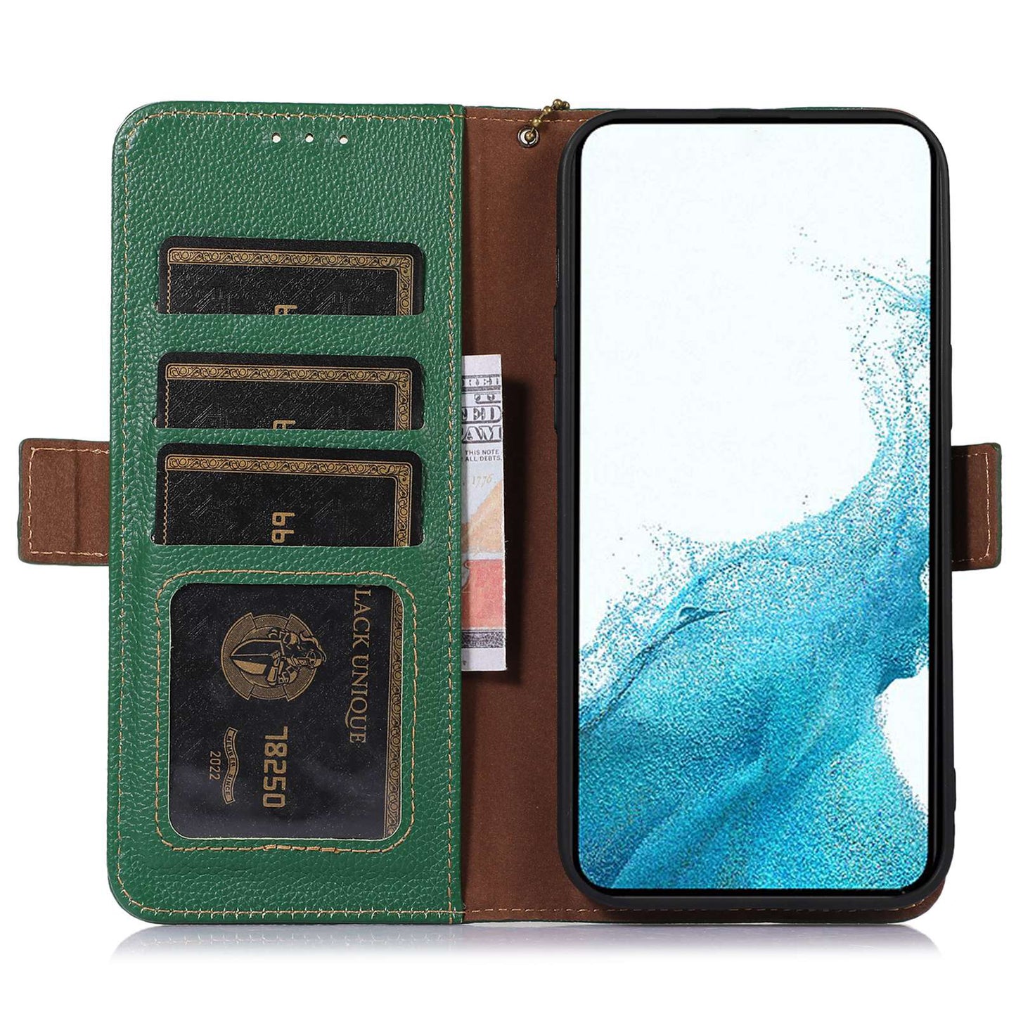 For Samsung Galaxy A05 4G Case Wallet RFID Blocking Genuine Cow Leather Phone Cover