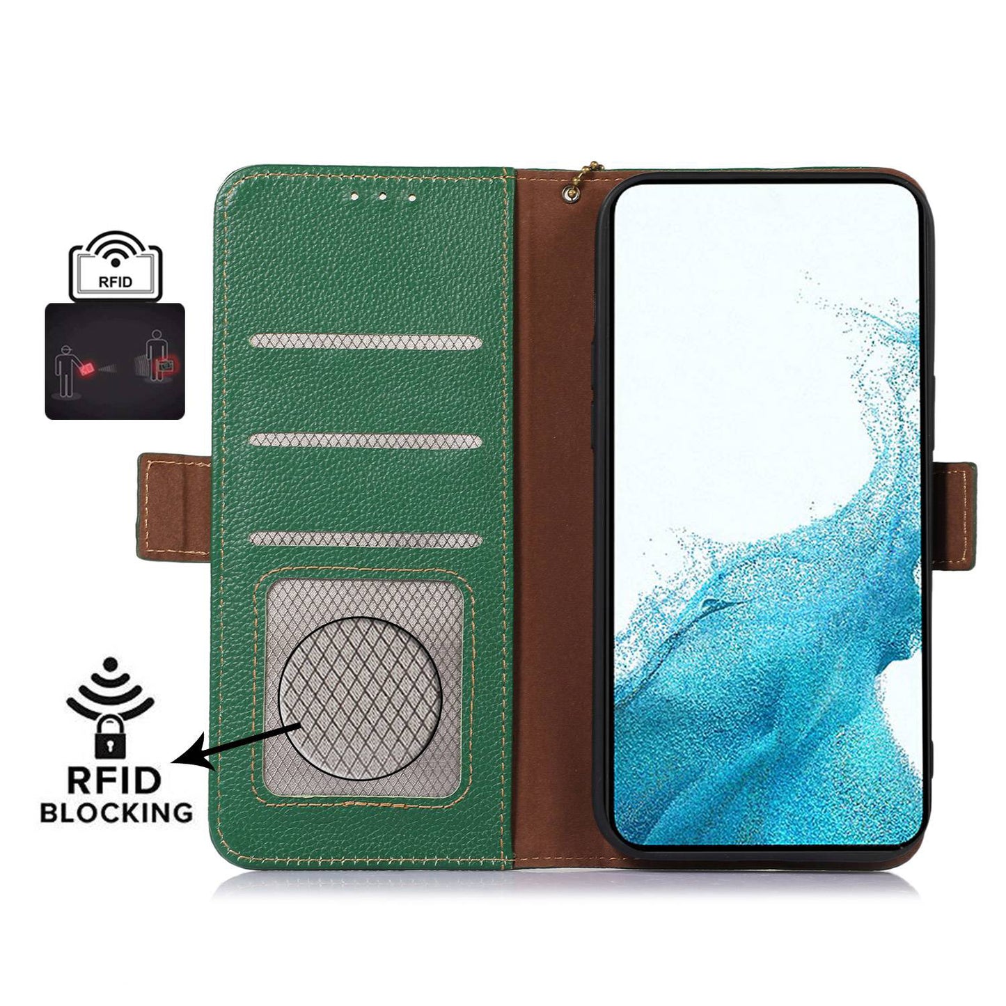 For Samsung Galaxy A05 4G Case Wallet RFID Blocking Genuine Cow Leather Phone Cover