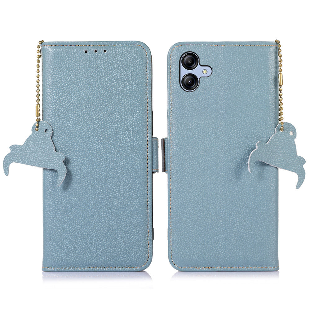 For Samsung Galaxy A05 4G Case Wallet RFID Blocking Genuine Cow Leather Phone Cover