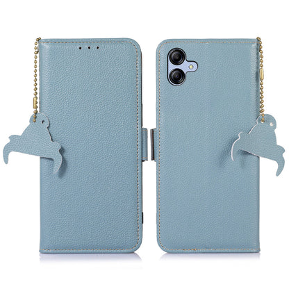 For Samsung Galaxy A05 4G Case Wallet RFID Blocking Genuine Cow Leather Phone Cover