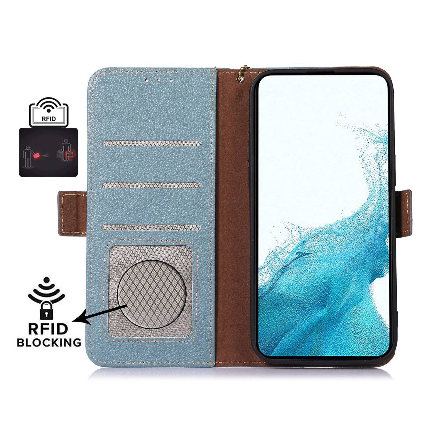 For Samsung Galaxy A05 4G Case Wallet RFID Blocking Genuine Cow Leather Phone Cover
