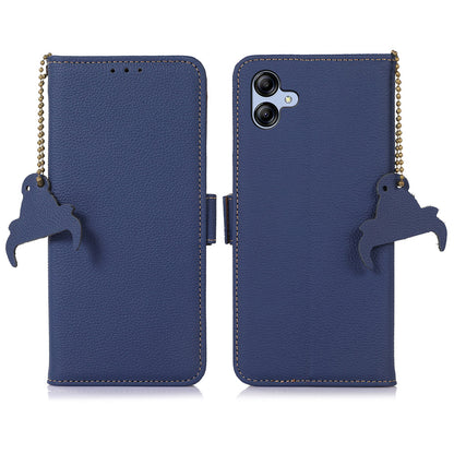For Samsung Galaxy A05 4G Case Wallet RFID Blocking Genuine Cow Leather Phone Cover