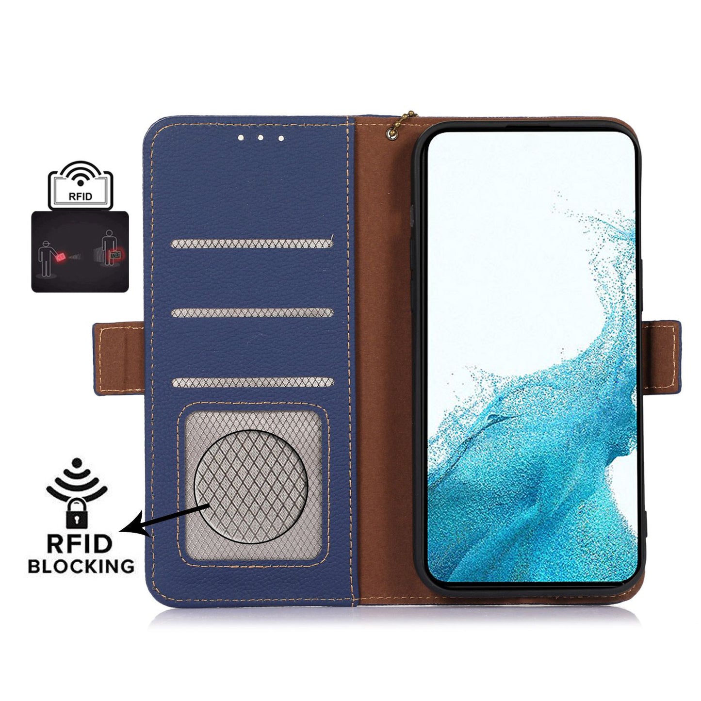For Samsung Galaxy A05 4G Case Wallet RFID Blocking Genuine Cow Leather Phone Cover