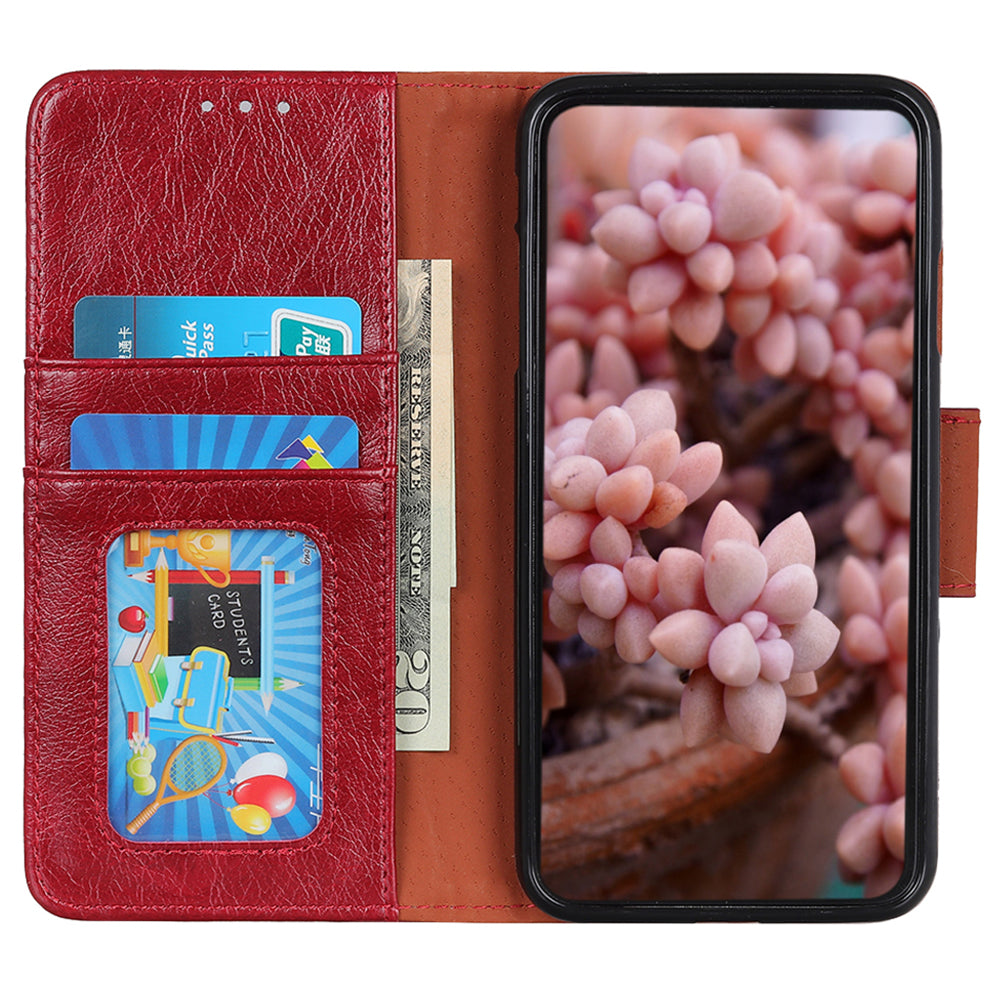 For Samsung Galaxy A05 4G Case Nappa Texture Split Leather Foldable Stand Phone Cover