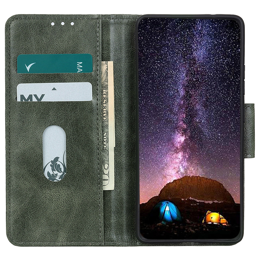 For Samsung Galaxy A05 4G Case PU Leather Shell Crazy Horse Texture Phone Cover