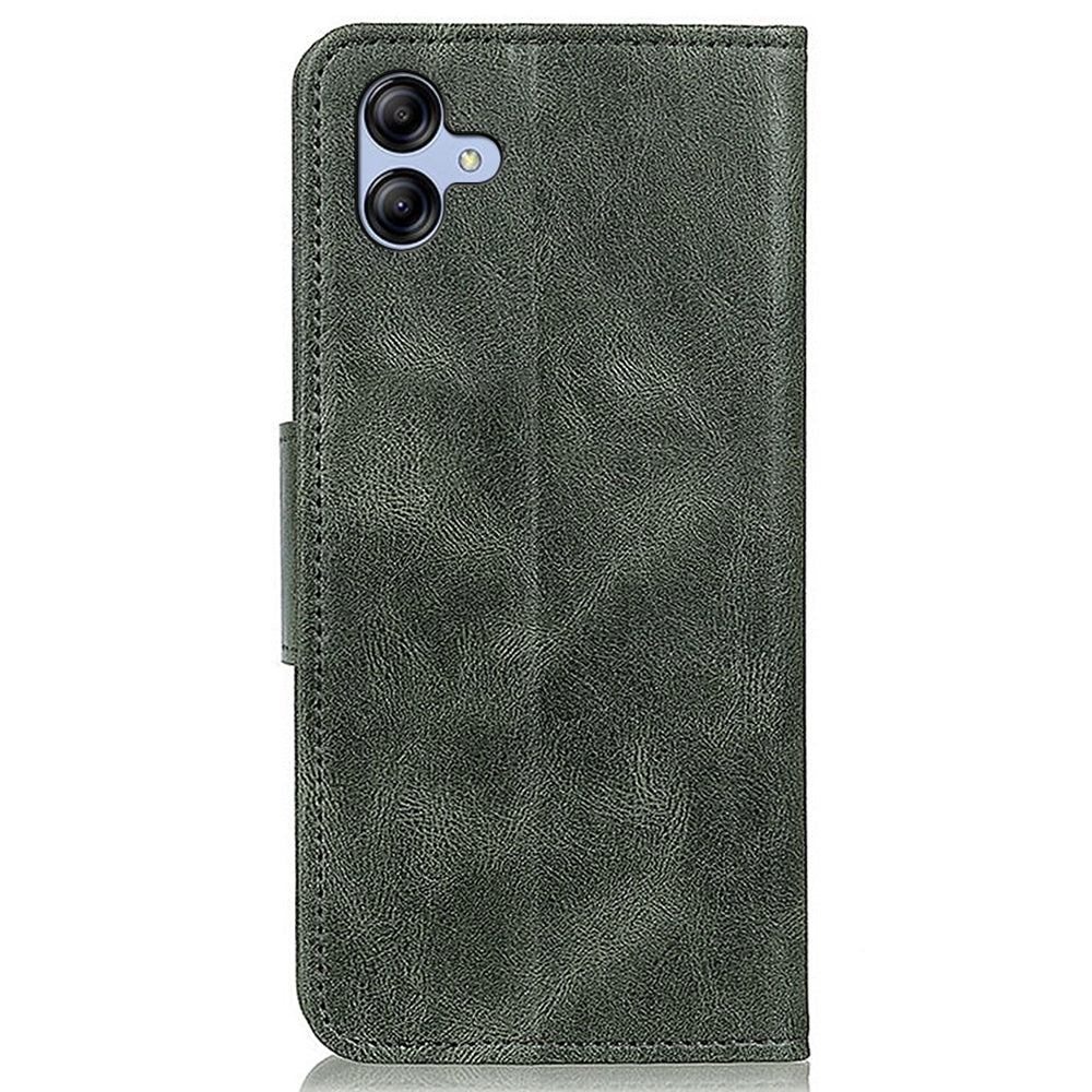 For Samsung Galaxy A05 4G Case PU Leather Shell Crazy Horse Texture Phone Cover