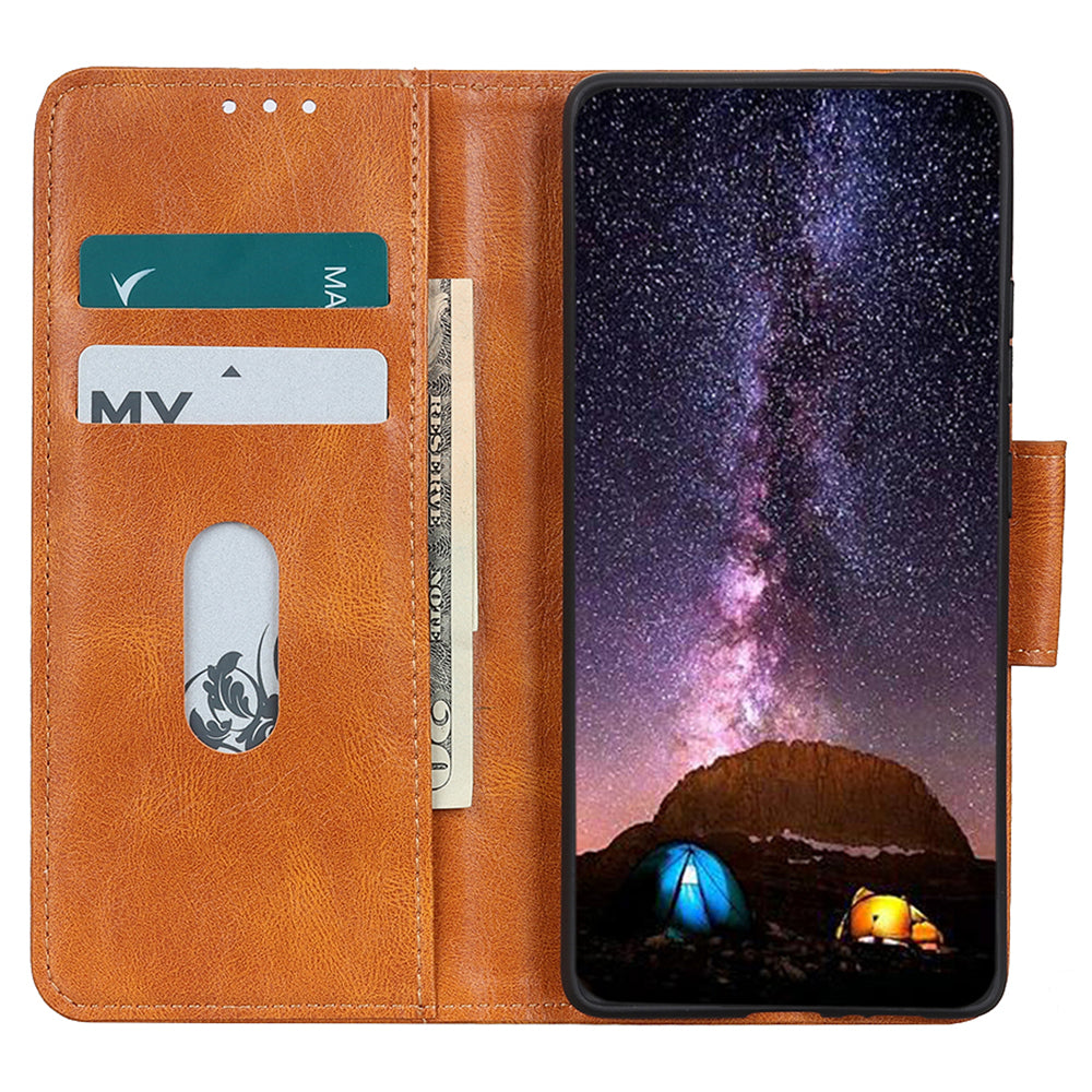 For Samsung Galaxy A05 4G Case PU Leather Shell Crazy Horse Texture Phone Cover