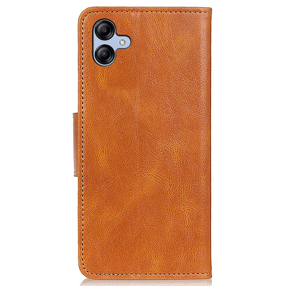 For Samsung Galaxy A05 4G Case PU Leather Shell Crazy Horse Texture Phone Cover