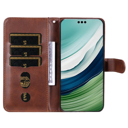For Huawei Mate 60 Pro Case Shockproof Calf Texture Zipper Wallet Stand Smartphone Cover