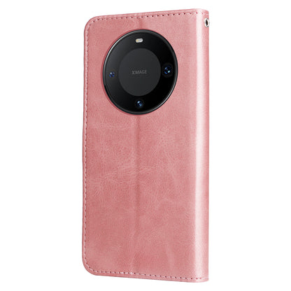 For Huawei Mate 60 Pro Case Shockproof Calf Texture Zipper Wallet Stand Smartphone Cover