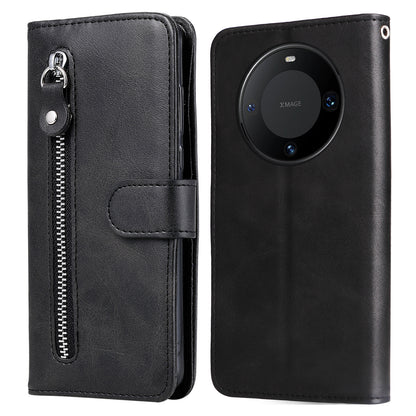 For Huawei Mate 60 Pro Case Shockproof Calf Texture Zipper Wallet Stand Smartphone Cover