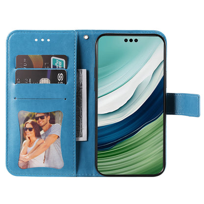 For Huawei Mate 60 Pro Case Flower Imprinted PU Leather Stand Cover Anti-drop Wallet