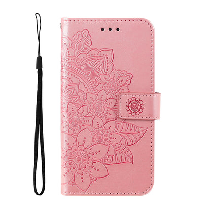 For Huawei Mate 60 Pro Case Flower Imprinted PU Leather Stand Cover Anti-drop Wallet