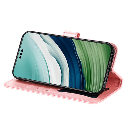 For Huawei Mate 60 Pro Case Flower Imprinted PU Leather Stand Cover Anti-drop Wallet
