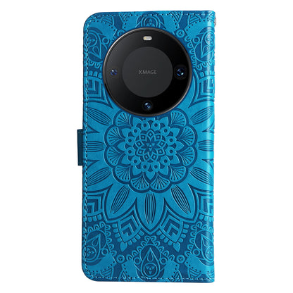 For Huawei Mate 60 Pro Case Wallet Stand Shell PU Leather Sunflower Imprinted Phone Cover