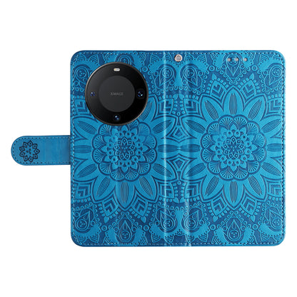For Huawei Mate 60 Pro Case Wallet Stand Shell PU Leather Sunflower Imprinted Phone Cover