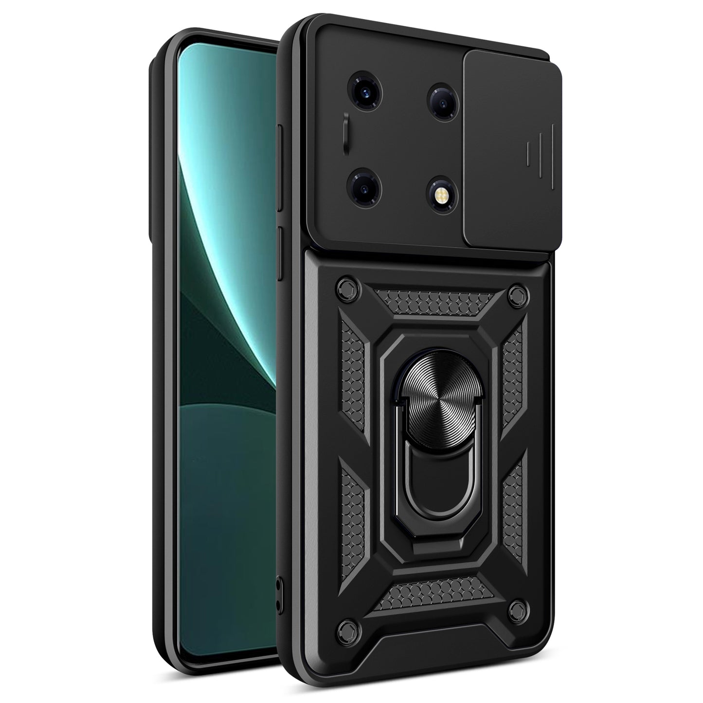 For Infinix Note 30 VIP 5G Case PC+TPU Kickstand Phone Cover with Slide Lens Lid