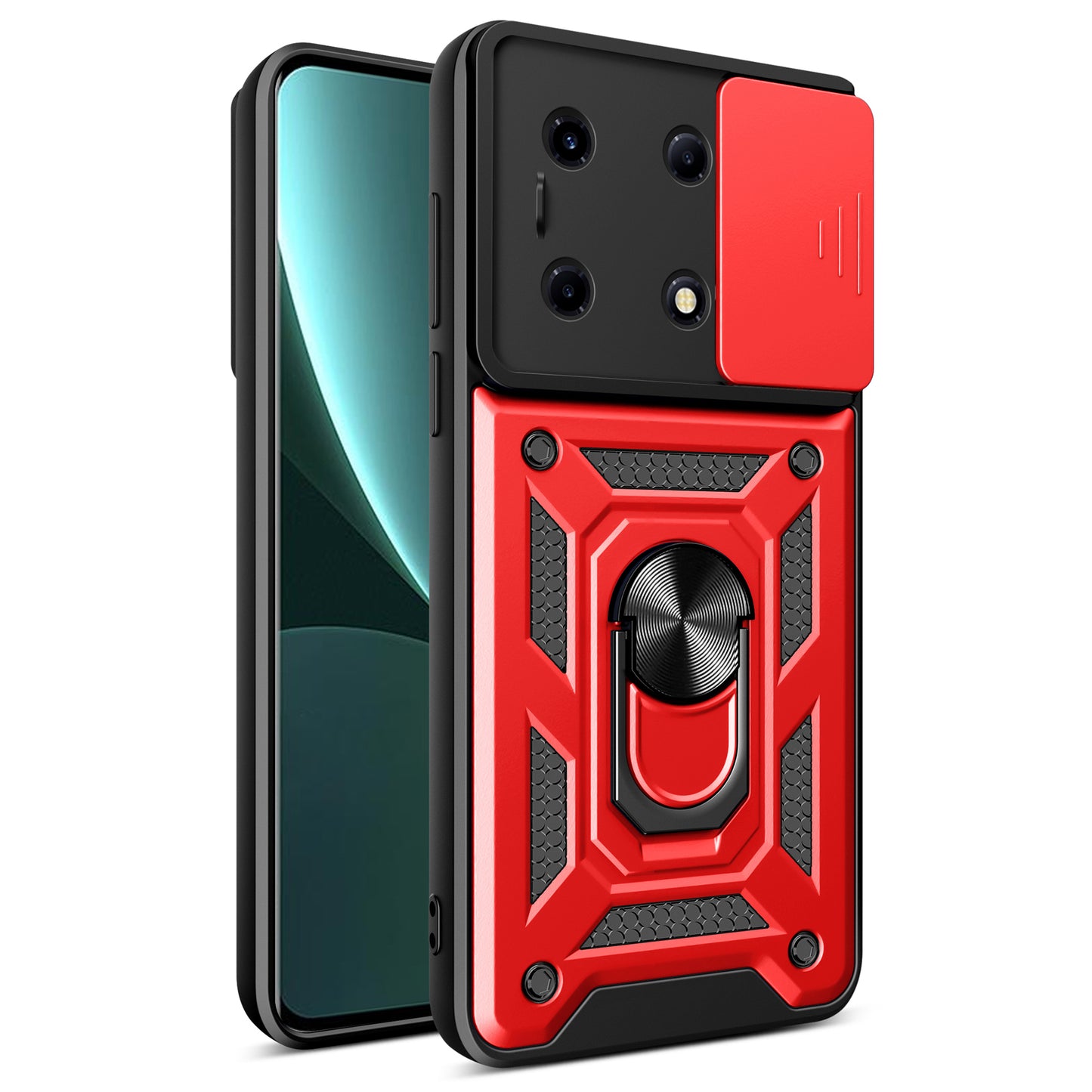 For Infinix Note 30 VIP 5G Case PC+TPU Kickstand Phone Cover with Slide Lens Lid