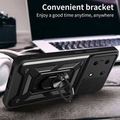 For Infinix Note 30 VIP 5G Case PC+TPU Kickstand Phone Cover with Slide Lens Lid