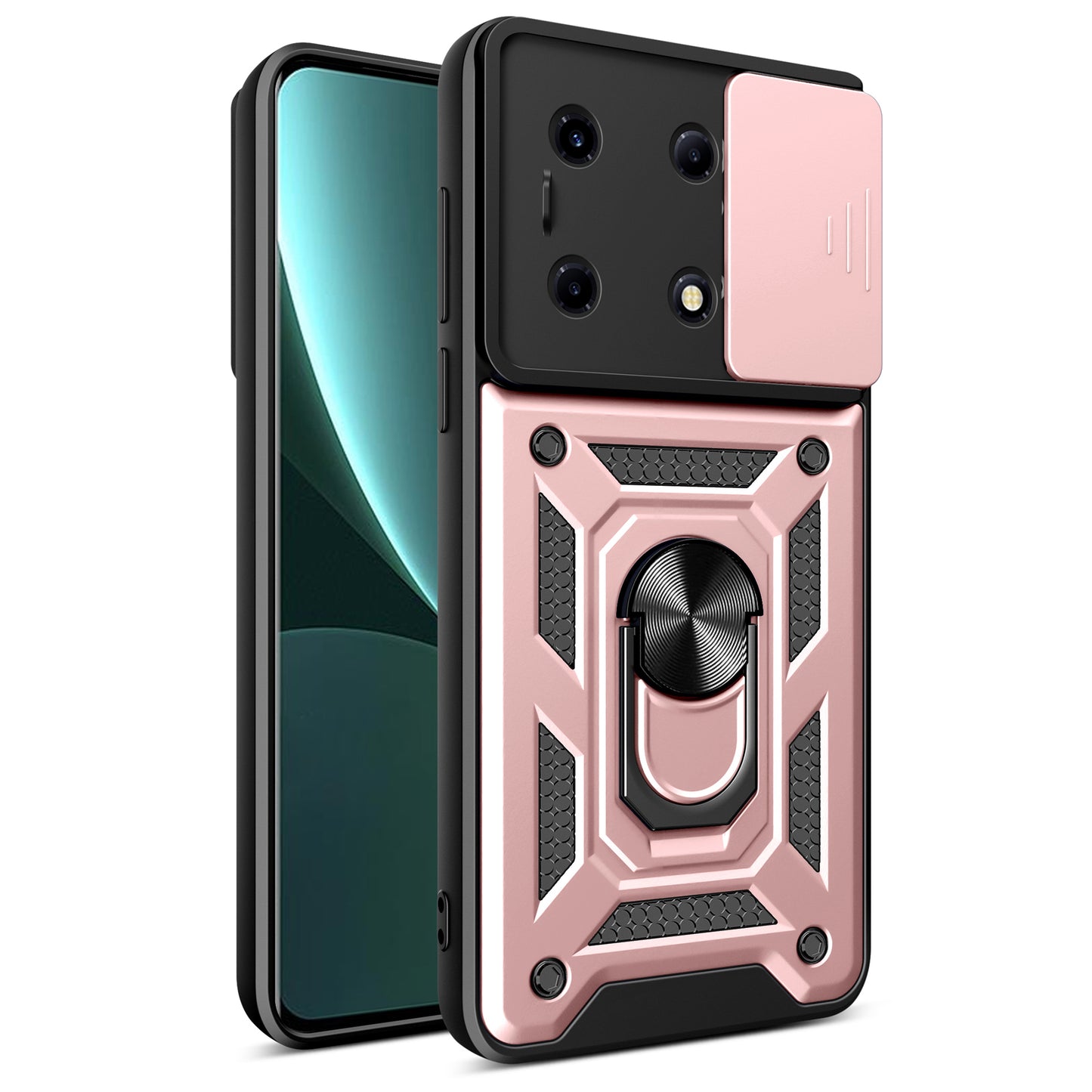 For Infinix Note 30 VIP 5G Case PC+TPU Kickstand Phone Cover with Slide Lens Lid