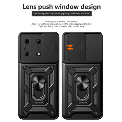 For Infinix Note 30 VIP 5G Case PC+TPU Kickstand Phone Cover with Slide Lens Lid