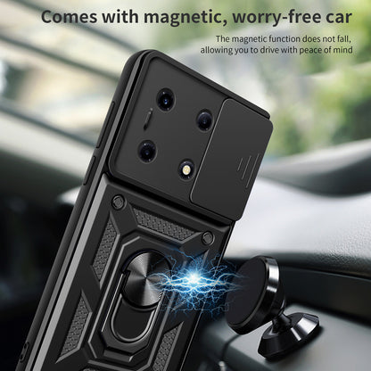 For Infinix Note 30 VIP 5G Case PC+TPU Kickstand Phone Cover with Slide Lens Lid