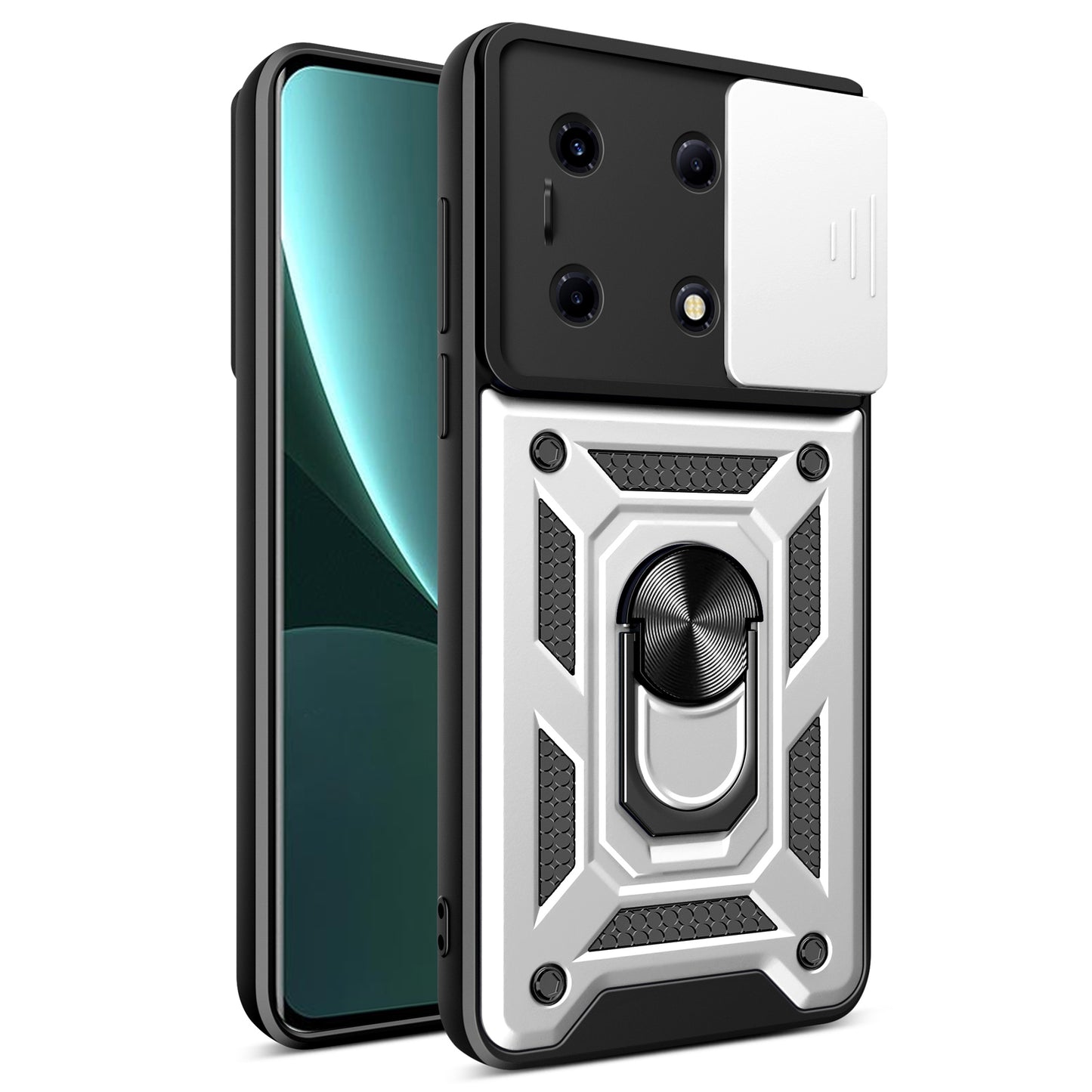 For Infinix Note 30 VIP 5G Case PC+TPU Kickstand Phone Cover with Slide Lens Lid