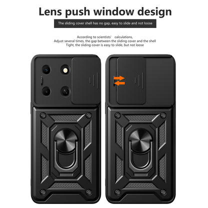 For Infinix Note 30i 4G Cover PC+TPU Slide Lens Guard Phone Case with Kickstand