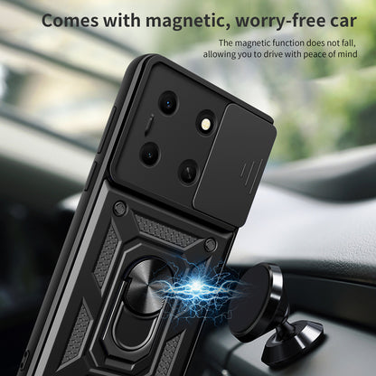 For Infinix Note 30i 4G Cover PC+TPU Slide Lens Guard Phone Case with Kickstand