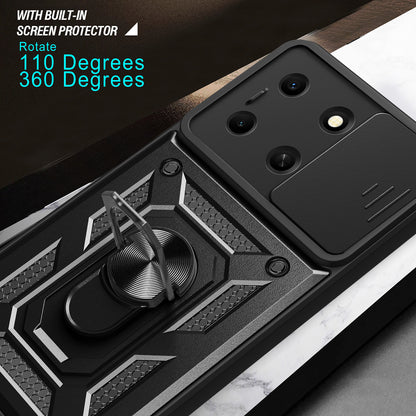 For Infinix Note 30i 4G Cover PC+TPU Slide Lens Guard Phone Case with Kickstand