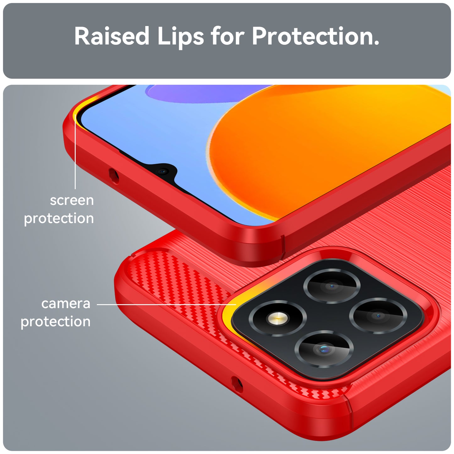 For Honor X6 4G Case Flexible TPU Phone Cover Carbon Fiber Texture Phone Shell