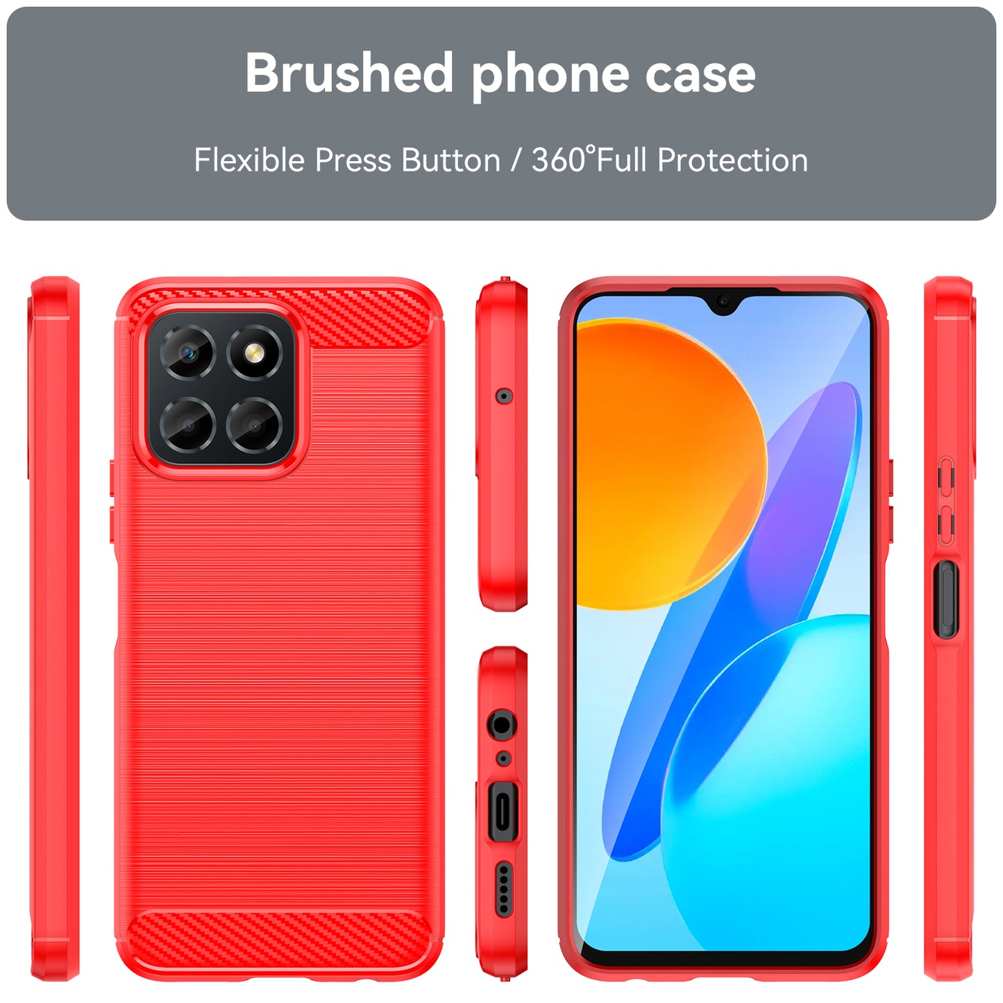 For Honor X6 4G Case Flexible TPU Phone Cover Carbon Fiber Texture Phone Shell