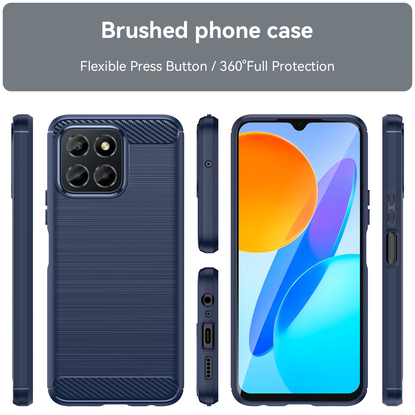 For Honor X6 4G Case Flexible TPU Phone Cover Carbon Fiber Texture Phone Shell