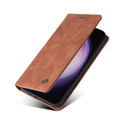 006 Series For Samsung Galaxy S23+ Case PU Leather Sucker Closure Phone Stand Cover